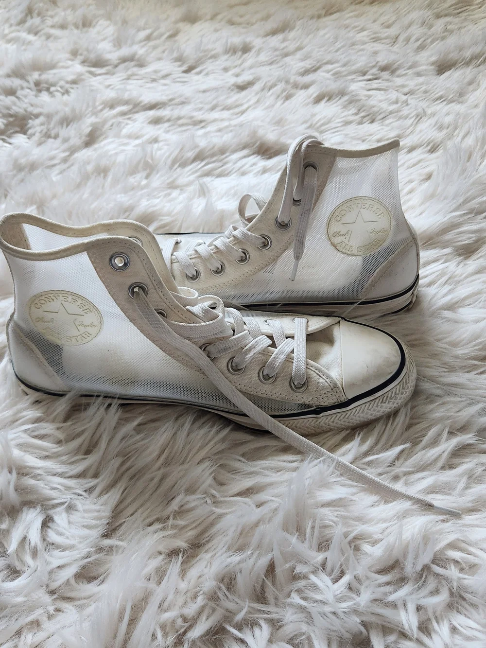 Converse Women's White High-Top Mesh Sneakers - Picture 6 of 7